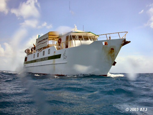 The Undersea Explorer as seen from the water after the dive on Chinaman's Reef